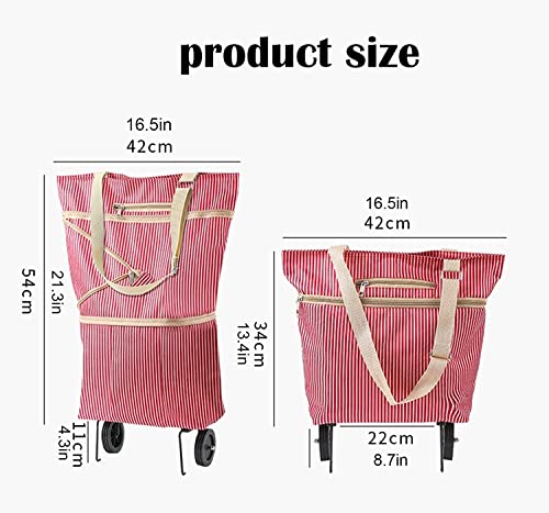 einkaufstrolley Leichter Trolley, faltbarer Einkaufswagen, 2 in 1 wiederverwendbare Einkaufsbeutel mit Rädern… – Bild 6