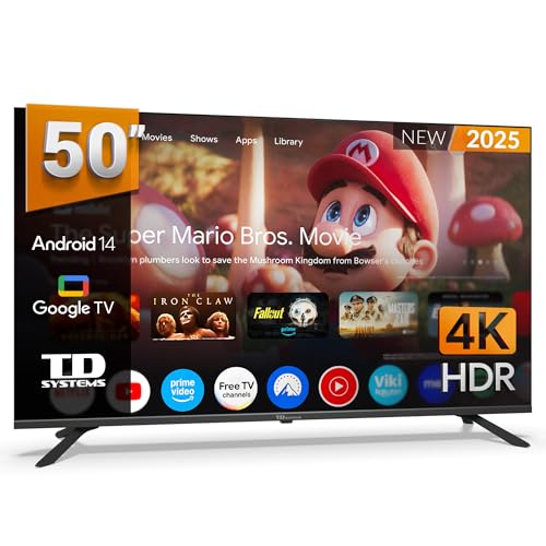 TD Systems - Smart TV 50 Pulgadas 4k, Android 14 GTV, Television TDT HD, Modelo 2025, Televisor con 3 años de garantía - PRIME50K21GLE