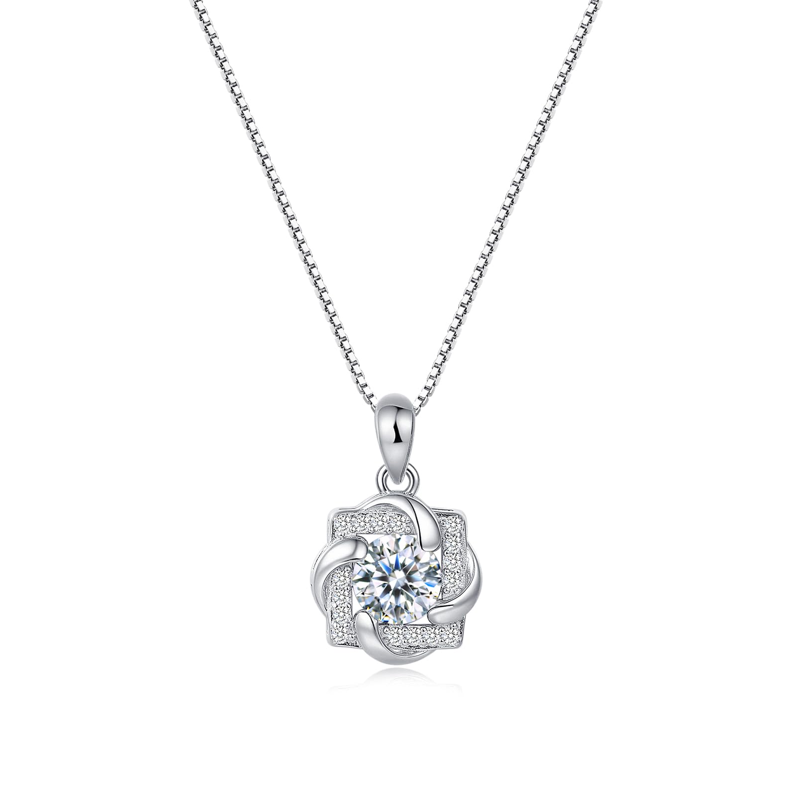 Collana per Donne-Collana con Moissanite, Pendente a Ventaglio-con Certificato, Argento 925, Taglio a Plasma, Catenina Estensibile di 45cm, Adeguata per: Festa/Vita Quotidiana/Matrimonio/Compleanno