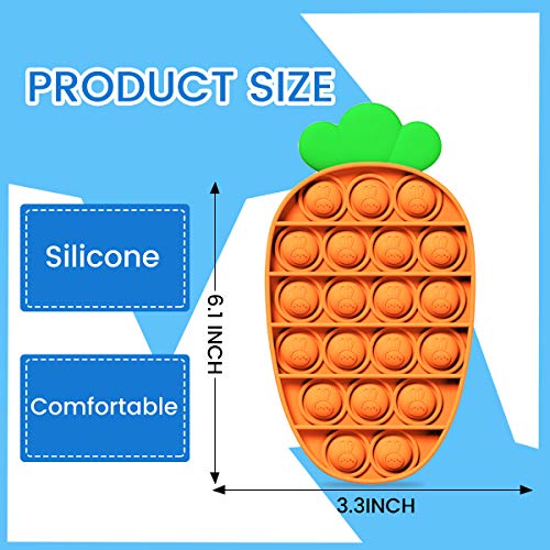 VCOSTORE Pop Bubble Fidget Toy, Stress Relief Toys for Kids Push Pop Bubble Sensory Fidget Toy for Autism Special Needs Stress Reliever Anxiety (Carrot-Orange) - Thumbnail 2