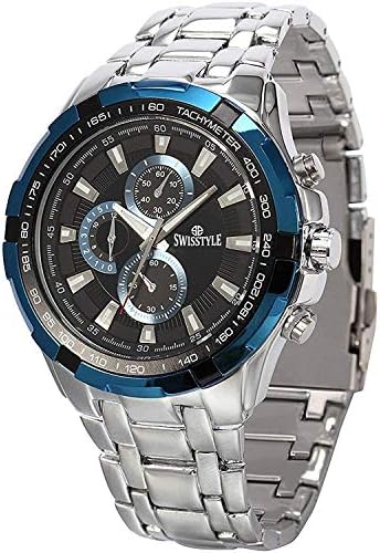 SWISSTYLE Analogue Men's Watch (Black Dial Silver Colored Strap)