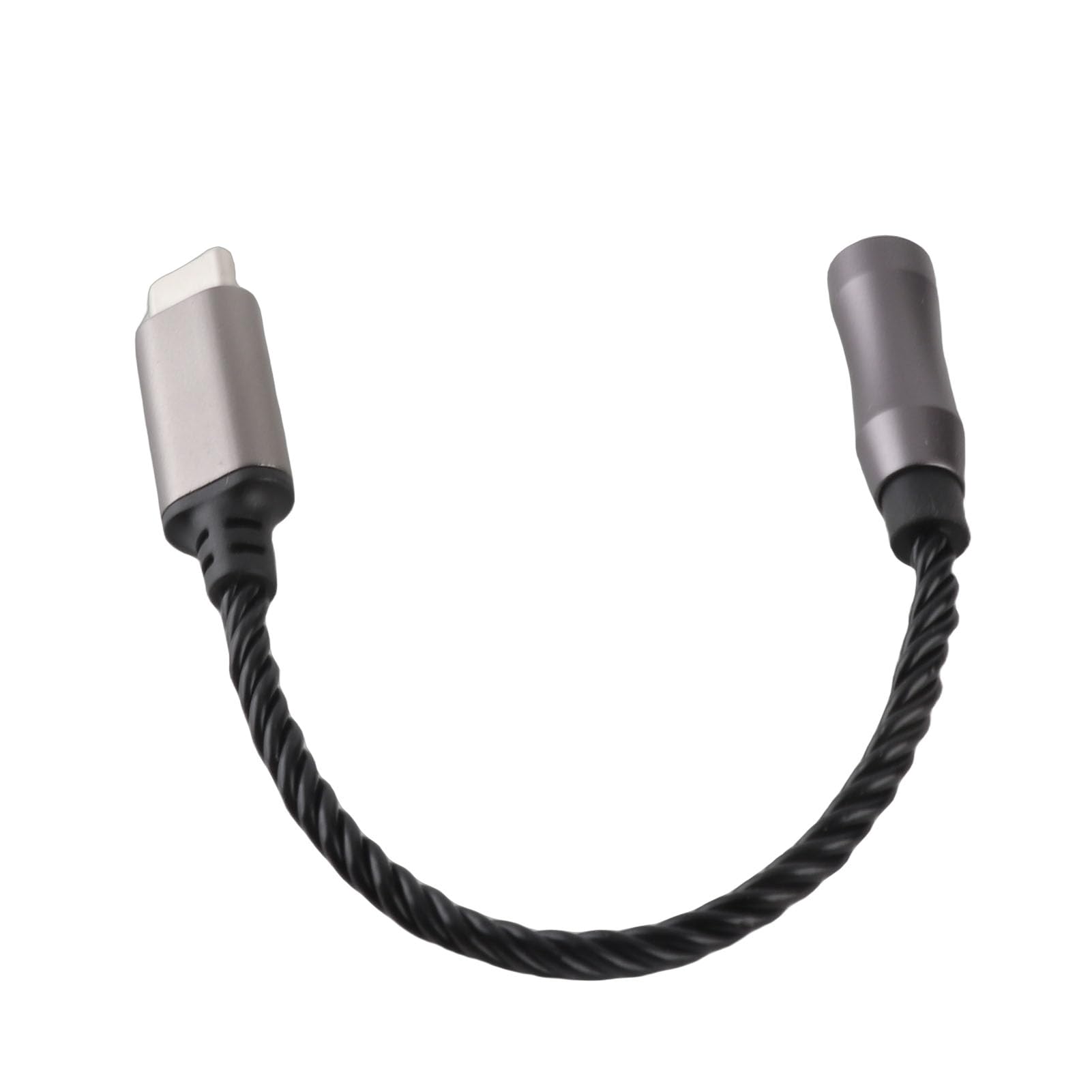 Adaptador Amplificador de Auriculares Tipo C a 3,5 Mm Alto Rendimiento para y PC Cable de Cobre Plateado de 15 Cm (Black)