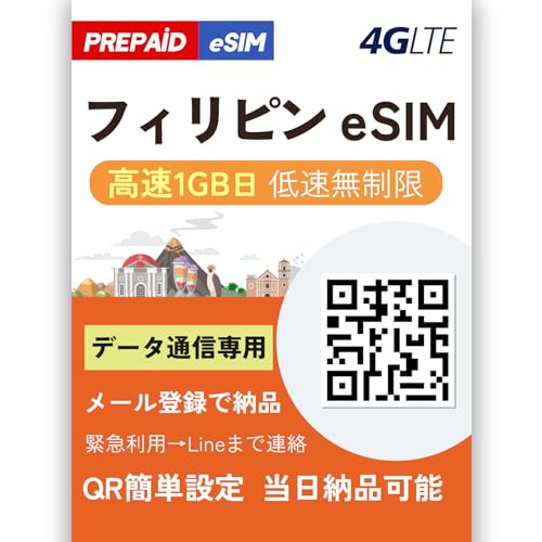 �yeSIM�z�t�B���s�� eSIM 4���� �����f�[�^1GB/�� �ᑬ�������g������ �f�[�^�ʐM��p Globe������p �ŒZ����QR�R�[�h���s ���[���o�^�Ŕ[�i �ً}���p�iLine�܂ŘA���jmewfi