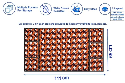 Image of Stylista Refridgerator top Cover Suitable for Samsung RR20C2412GS /NL, 183 Liter Fridge, Dimension (WXD) 65x111 CM, Frieze Pattern Orange