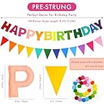 CANREVEL Pre-Strung 3D Happy Birthday Banner, 3 PCS Rainbow Happy Felt Garland, Pom Pom Garland, Triangle Fabric Bunting, Reusable Rainbow Birthday Decorations for Girls Boys Women Men - Image 2