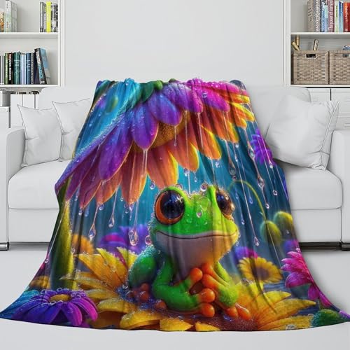 Couverture de lit grenouille en microfibre 127x152 cm jeté de canapé imprimé 3D - 5