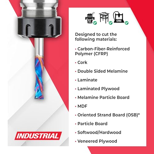 Image of Amana Tool Spektra Extreme Tool Life Coated Solid Carbide CNC Compression Spiral Router Bit, 48304-K, 6mm D x 20mm CH x 6mm Shank x 64mm Long