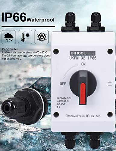 Odłącznik DC Wyłącznik IP65 Wodoodporna 32a 1200 V PV Combiner Box do systemu paneli słonecznych Układu słonecznego Panele słoneczne (32A IP66)