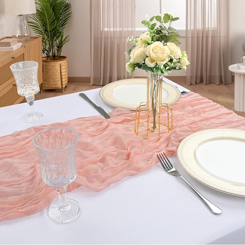 6 Pack 10FT Blush Pink Cheesecloth Table Runner 120 Inch Long Gauze Rustic Boho Summer Cheese Cloth Table Runner Sheer Fabric Decorations for Holiday Party Wedding Banquet Bridal Baby Shower Décor by CKIKU - Used condition - Image 6