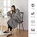 Good Nite Decke mit Ärmeln für Frauen und Männer Sherpa kuscheldecke Tragbare Decken Adult Cosy Sweater Tragbare Warm Decken Übergroßer hoodie mit Taschen Grau （80x85cm）