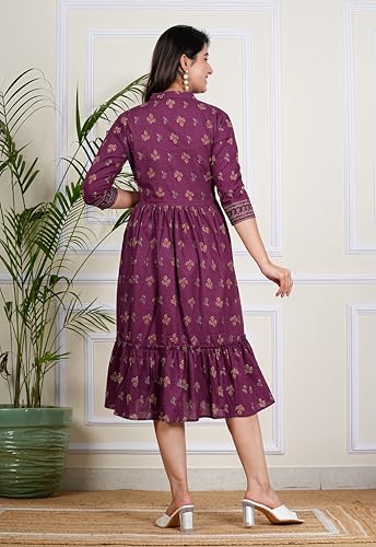 Image of Kuruti B Sheets Women's Cotton Floral Printed Regular Fit Anarkali Kurta for Women