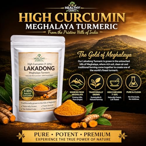 Image of Healthy Craft Lakadong Turmeric Powder | 7%+ High Curcumin | Meghalaya GI Certified Haldi | Raw, Natural & Unpolished | Superfood for Golden Milk & Daily UseRich Aroma & Deep Flavor (75 * 3=225 gm)