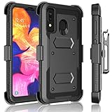 Galaxy A50/A20/A30 Case, A30S/A50S Holster Clip, Tekcoo [Tshell] Shock Absorbing [Built-in Screen] Secure Swivel Locking Belt Full Body Carrying Phone Cover for Samsung A20/A30/A50/A50S/A30S [Black]