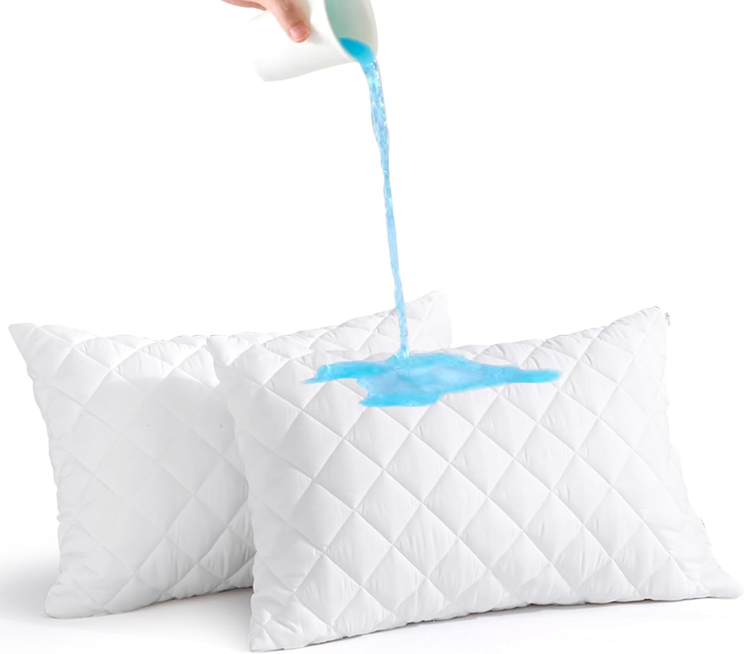Mh Traders White Quilted Waterproof Pillow Protectors Pack Of 2, Pillowcase Are Breathable & Hypoallergenic Bed Pillows Cover.(50 X 75 Cm)