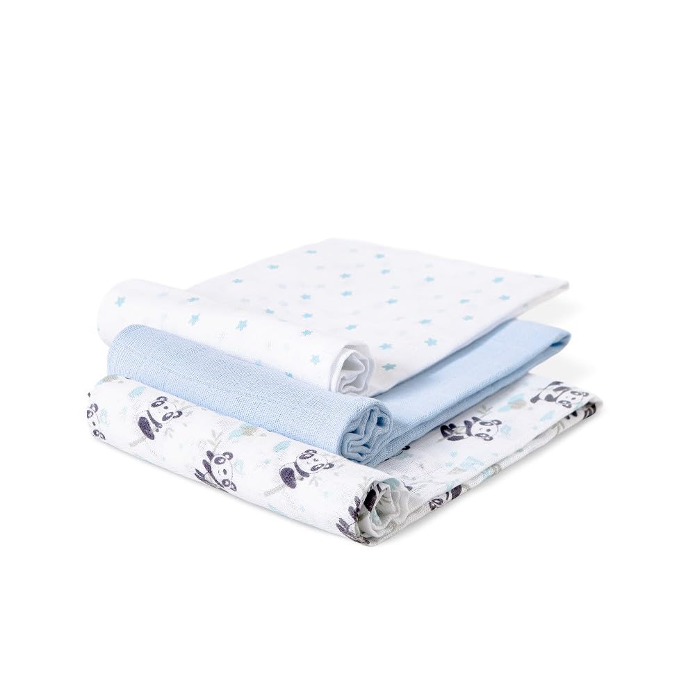 Mussole per neonato Panda blu Set 3