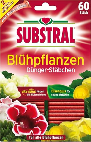 Substral Dünger - Stäbchen für Blühpflanzen mit Eisen - Plus und 2 Monate Langzeitwirkung 60 Stück green