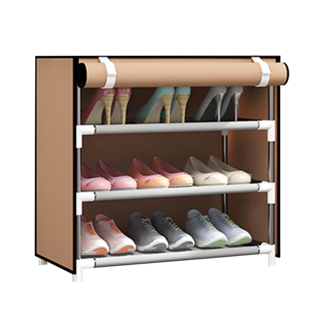 Hbbgdiy Shoe Rack Heavy Duty 4 Tier Waterproof Washable Shoe Storage Organiser Dustproof Minimalist Stackable Shelf Cabinet for Entryway Living Room Closet Coffee