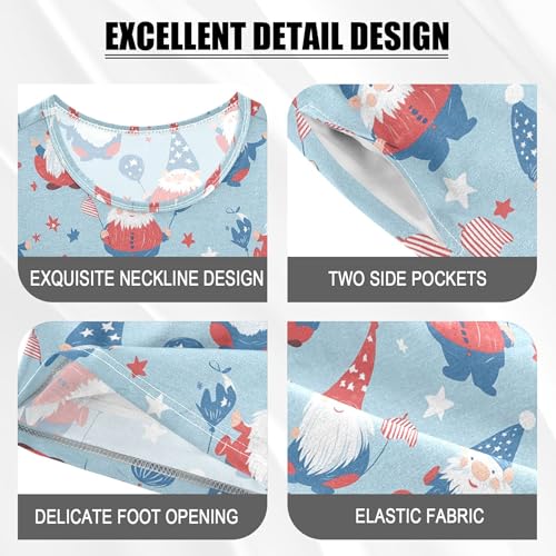 July 4th Independence Day Gnome Dwarfs Pajama Set Pajamas Sleepwear Nightwear Loungewear Clothes Set B04045584
