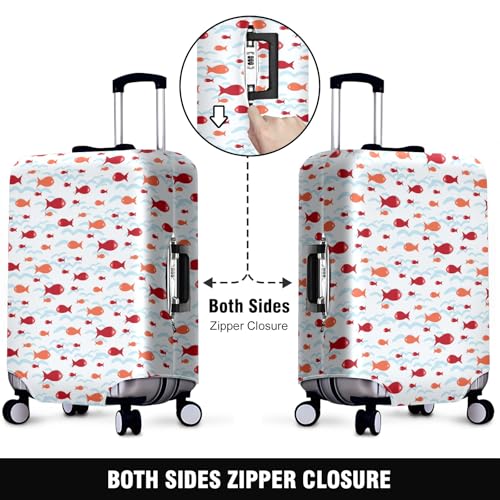Travel Luggage Cover Suitcase Protector Scratch-Resistant Fit Not Included Suitcase Cute Small Red Fish S-19-21in2