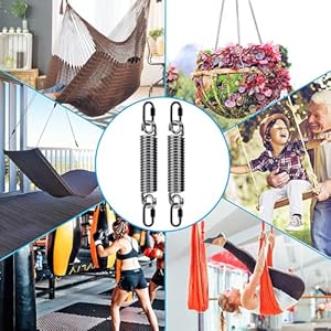 SELEWARE Heavy Duty Swing Springs for Hammock Chair, Porch Swing, Hammock Stands Mount, Double Closed Ring Design Up to 500 lbs, w/Locking Carabiners(2 Pack) SELEWARE Heavy Duty Swing Springs for Hammock Chair Porch Swing Hammock Stands Mount Double Closed Ring Design Up to 500 lbs wLocking Carabiners2 Pack