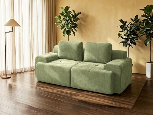 Image of 85 inch Oversized Boneless Couch, Comfort Cloud Sectional Couches for Living Room, Modular Sofa High Back & Extra Deep Seat, No Assembly, Soft Chenille Fabric (Olive Green, 85 inch- Shaped(2+0))