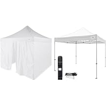 Caravan Canopy 10 x 10 Foot Commercial Tent Sidewalls with TitanShade 10 x 10 Foot Outdoor Steel Frame Portable Instant Canopy Kit, White