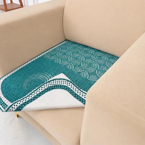 Image of Homerz Premium Chenille Fabric Sofa Cover | Soft, Durable & Dustproof | Decorative Couch Cover (Ghoomar Teal, 1 Seater, Only Seat Cover)