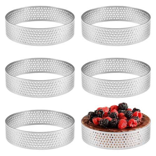 6 Pièces Cercle A Tarte Perforé En Acier Inoxydable,...