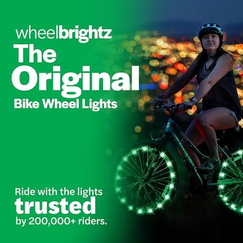 Brightz WheelBrightz LED Bike Wheel Lights 2025 Edition with Superior Straps LED Weatherproof Shield 14 Colors Unmatched Durability Visibility 48 Hours of Dazzling Illumination