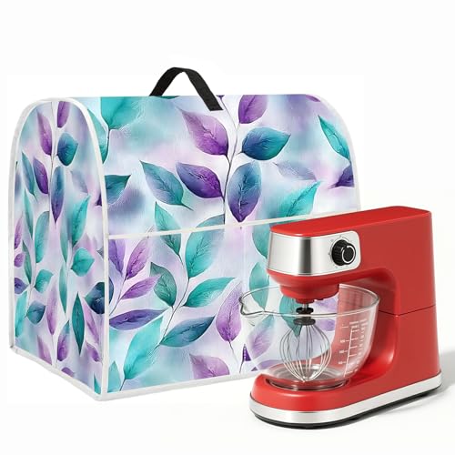 Image of Kitchen Dust Cover Compatible with 4.5 5 6 8 quart Stand Mixer, Kitchen Appliance Protective Covers with Top Handle and Pocket (Leaves, For All 6-8 qt Mixer)