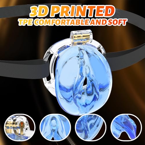 Image of Male Chastity Cage 3D Printed Sissy Cage Cock Cage with Soft TPE Bondage Gear & Accessories Adult Sex Toys Slave Tool Chastity Devices (Blue)