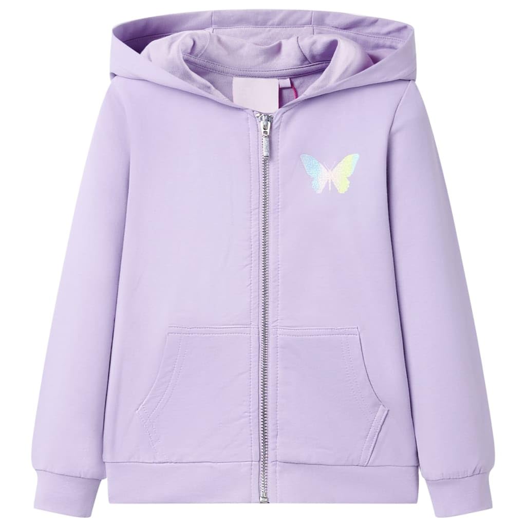 Dziecięca bluza z kapturem dla dziewczynek, jasnoróżowa, rozmiar z nadrukiem motyla, zamek błyskawiczny, dla dzieci, miękka i oddychająca