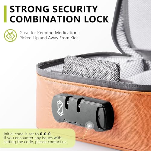 Image of OZCHIN Smell Proof Bag with Combination Lock File Organizer Case Container Medicine Odorless Storage Lock Box Great Gift for Friend (Brown, M)