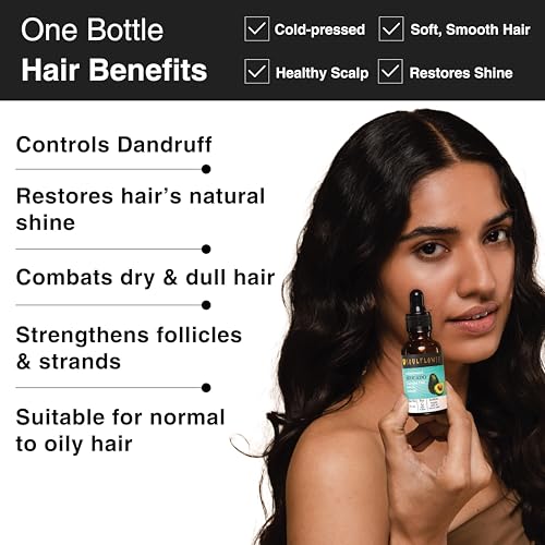 Image of Soulflower Avocado Hair Oil for Hair Growth, Reduce Dandruff, flexible Hair & Prevent Breakage, Moisturizer for Acne & Anti Aging | 100% Pure, Natural and Cold-Pressed, 30ml (Pack of 1)