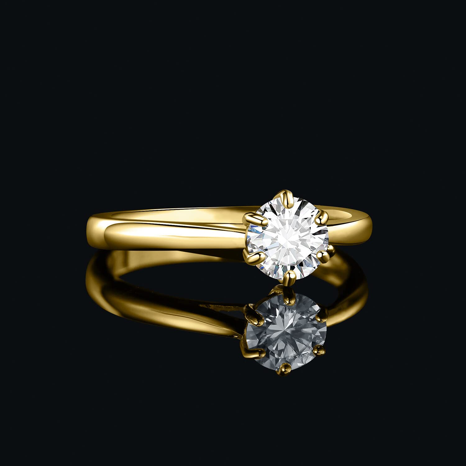 JewelryPalace 0,5ct 1ct 1.5ct Okrągły Moissanite Solitaire Pierścionek zaręczynowy Damski pierścionek zaręczynowy Srebro 925 Obrączki Różowe złoto Złoto