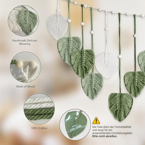 Tapiz de macramé tejido a mano estilo Boho Deko con sutiles detalles de luces 5