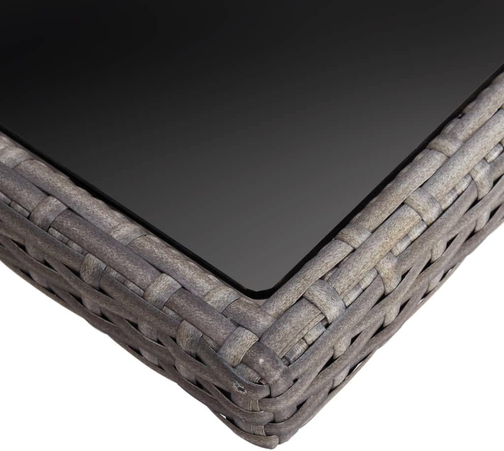 Patio Dining Table,Outdoor Coffee Table, Outdoor Patio Furniture,Balcony Table,Patio End Table,Farmhouse Rustic Table,for Beach,Picnic,Backyard,Barbecue,Party, Gray Poly Rattan and Glass