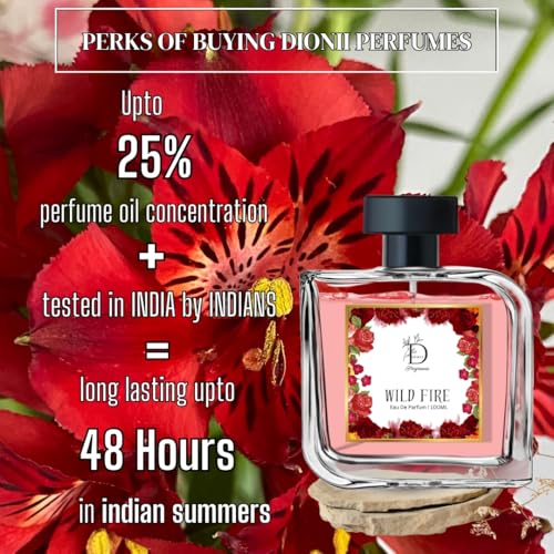 Image of Dionii WILDFIRE Womens Eau De Parfum Perfume | Long Lasting Jasmine Fragrance With Bergamot & Orange, 100 ML