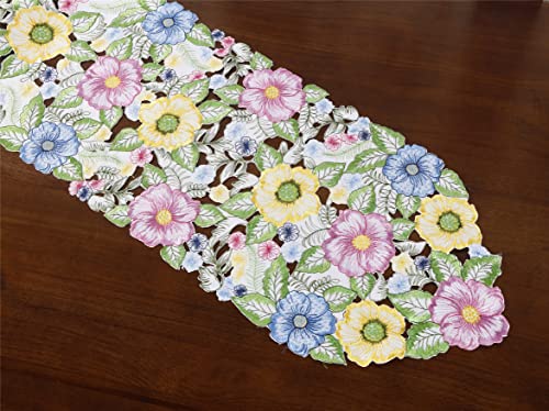 Flowery-Table-Runner-1334-Cutwork-Embroidered-Floral-Flowers-Dresser-Scarf-for-Home-Kitchen-Dining-Tabletop-Decoration-Runner-1334-Flower-2 Flowery Table Runner 1334 Cutwork Embroidered Floral Flowers Dresser Scarf for Home Kitchen Dining Tabletop Decoration Runner 1334 Flower 2
