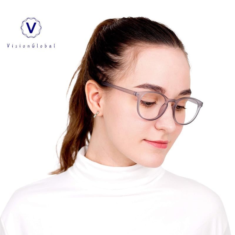 Image of VisionGlobal Blue Light Blocking Glasses, Lightweight Oval Frame, Computer Glasses for Gaming, Office, TV