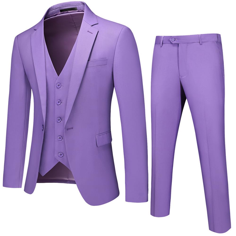 Costume Homme 3 pièces Slim Violet TTG | Veste Pantalon Gilet Coupe Ajustée Taille Normale