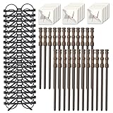 Wizard Party Supplies- 24pcs Wand Pencil, 24pcs Wizard Glasses with Round Frame No Lenses, 24pcs Lightning Bolt Scar Tattoo for Wizard School Party Decor, Birthday Cosplay Party, Halloween (72pcs all)
