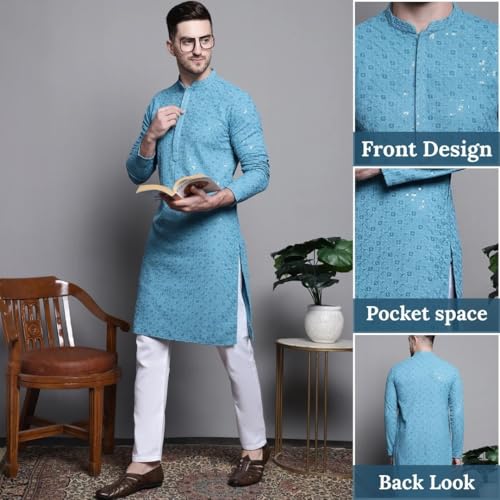 Image of Pro-Ethic Style Developer Mens Indian Traditional Cotton Kurta Sets, Men Kurta Set Indian Wedding Dress (A-117)