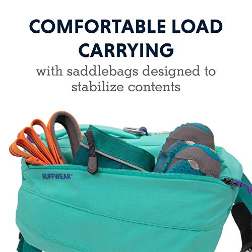 RUFFWEAR Hunderucksack, Bequeme Satteltasche für Tageswanderungen und Längeres Tragen, Für Große bis Sehr Große Hunderassen, Front Range Day Pack, Farbe Aurora Teal, Größe L/XL
