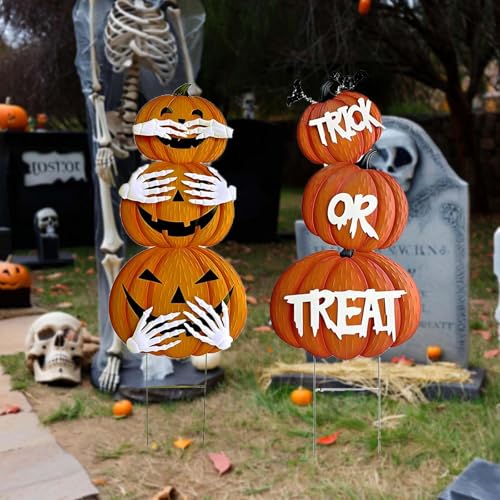 2Pack Glow in The Dark Halloween/Thanksgiving Garden Stakes – Stacked