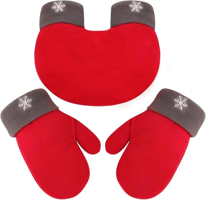 JIAHG 3PCS Couples Hands Holding Christmas Gloves Red Novelty Hand in Hand Lovers Gloves Fleece Lined Warm Christmas Mittens with Snowflake Thick Winter Unisex Hand Warmer Gloves