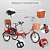 Three Wheel Bike 16inch, Adult Tricycle with Shopping Basket and Back Seat, Elderly Tricycles Pick Up and Drop Off Children/Shopping, Adult Tricycle Folding for Recreation Shopping Picnics Exercise #2