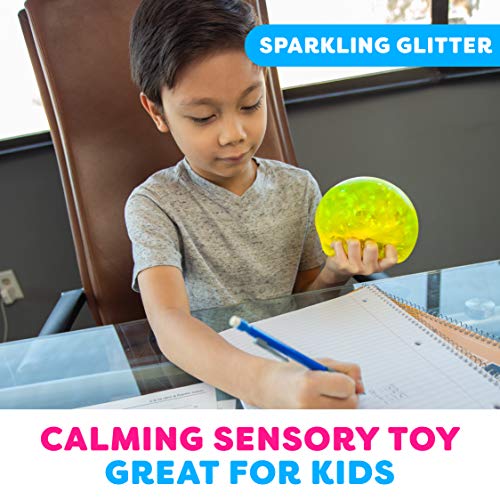 Power Your Fun Arggh Glitter Stress Ball for Adults and Kids - Medium Squishy Fidget Toy, Anti Tension Sensory Ball Squeeze Toy Stress Balls (Yellow)