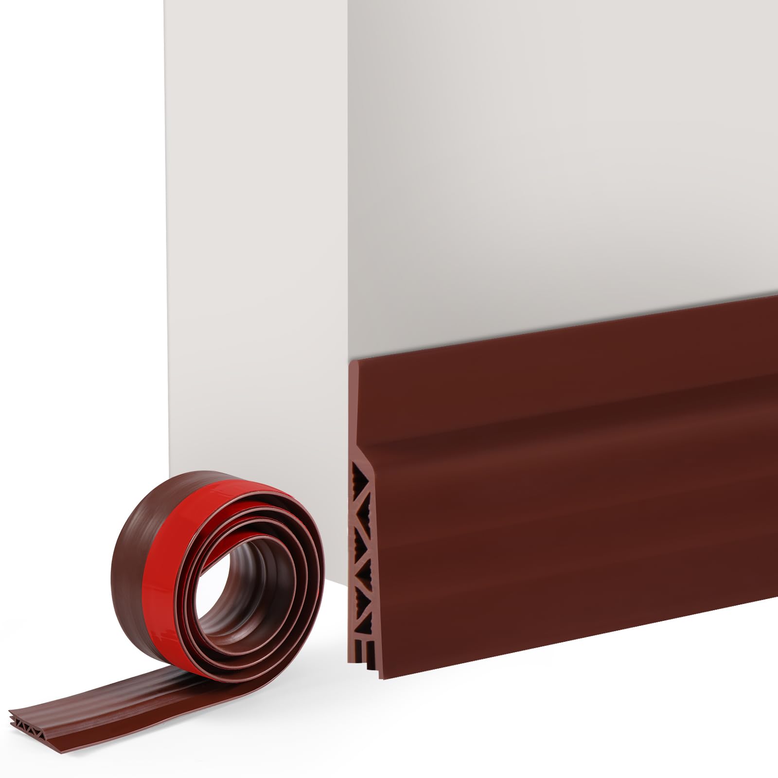 Vinabo 100 x 5cm Burlete Puerta Entrada, Aislante Puertas de Entrada-Fácil y Rápido de Instalar, Burlete Puerta Exterior, Aislante Térmico, Protección Fría, Protección de Sonido (1x Marrón)