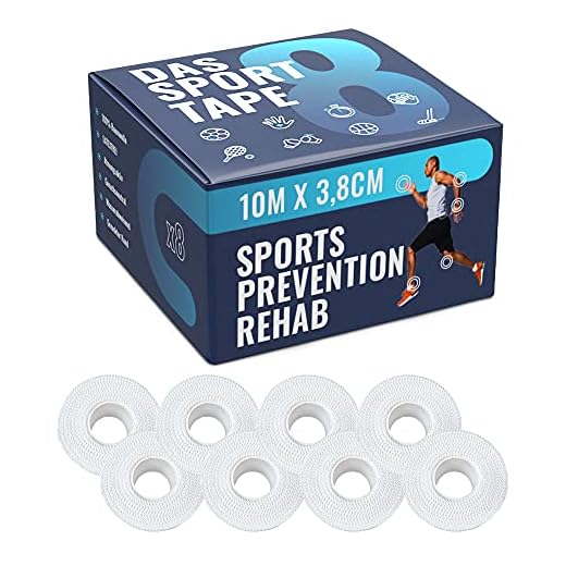 DAS Sporttape Weiß - 8 Rollen Tapeband - 3,8cm x 10m | Premium Sport Tape - Stark, Steif, Stabil | Fingertape mit hoher Klebkraft